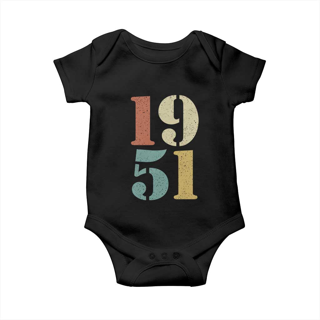 75th Birthday Baby Onesie Classic Retro 1951 70 Year Old Gifts TS10 Black Print Your Wear