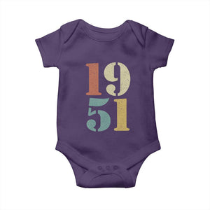 75th Birthday Baby Onesie Classic Retro 1951 70 Year Old Gifts TS10 Purple Print Your Wear