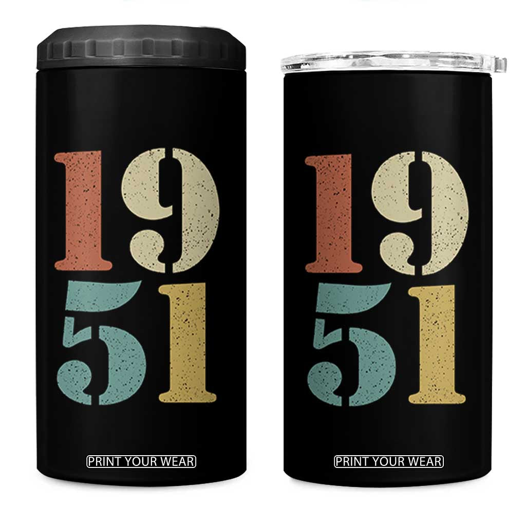 75th Birthday 4 in 1 Can Cooler Tumbler Classic Retro 1951 70 Year Old Gifts TS10 One Size: 16 oz Black Print Your Wear