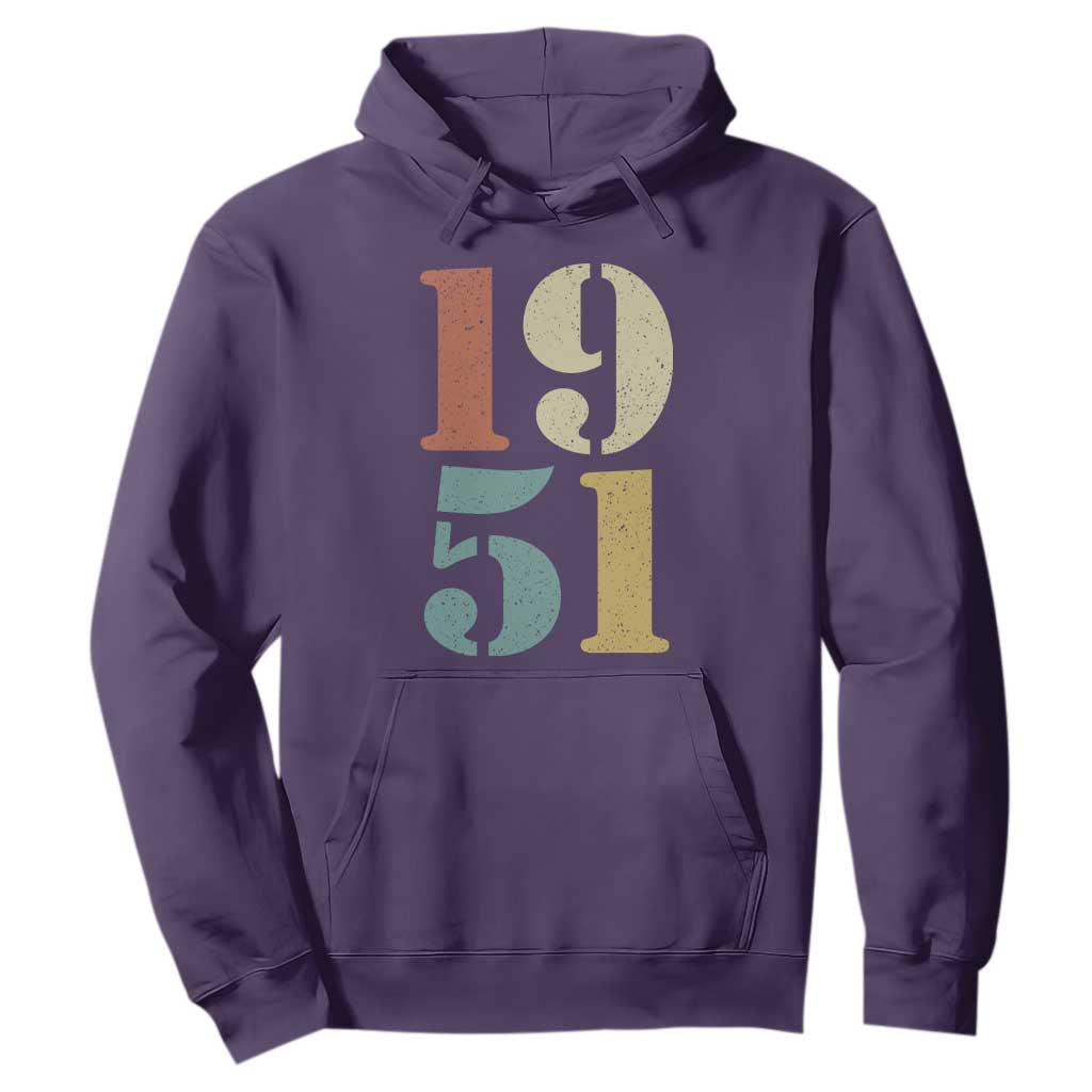 75th Birthday Hoodie Classic Retro 1951 70 Year Old Gifts TS10 Purple Print Your Wear