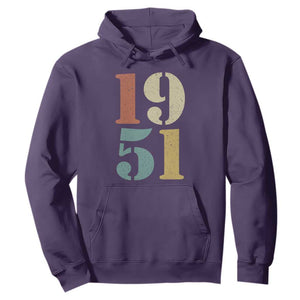 75th Birthday Hoodie Classic Retro 1951 70 Year Old Gifts TS10 Purple Print Your Wear