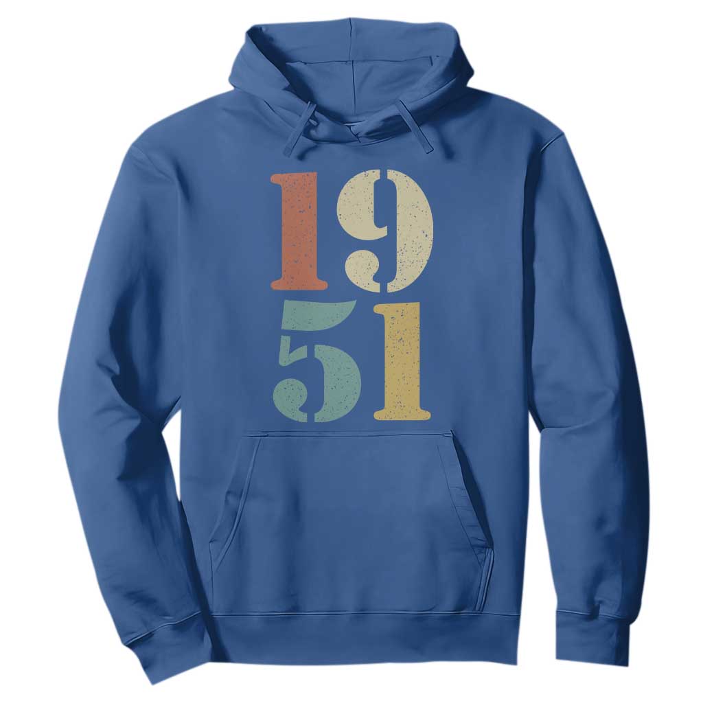 75th Birthday Hoodie Classic Retro 1951 70 Year Old Gifts TS10 Royal Blue Print Your Wear