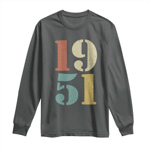 75th Birthday Long Sleeve Shirt Classic Retro 1951 70 Year Old Gifts TS10 Dark Heather Print Your Wear