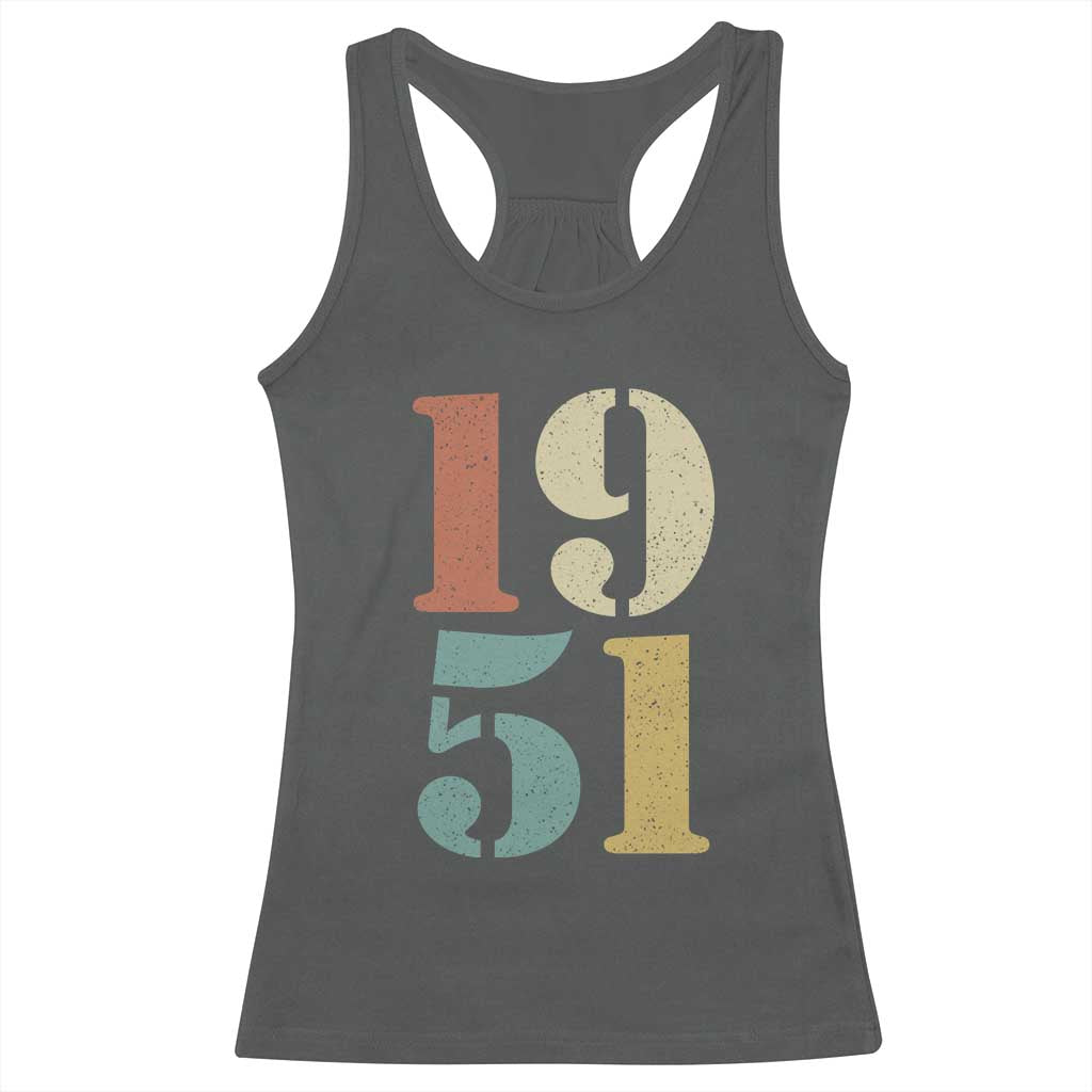 75th Birthday Racerback Tank Top Classic Retro 1951 70 Year Old Gifts TS10 Dark Heather Print Your Wear
