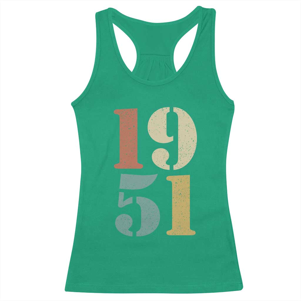 75th Birthday Racerback Tank Top Classic Retro 1951 70 Year Old Gifts TS10 Irish Green Print Your Wear