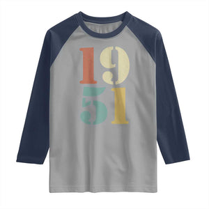75th Birthday Raglan Shirt Classic Retro 1951 70 Year Old Gifts TS10 Sport Gray Navy Print Your Wear