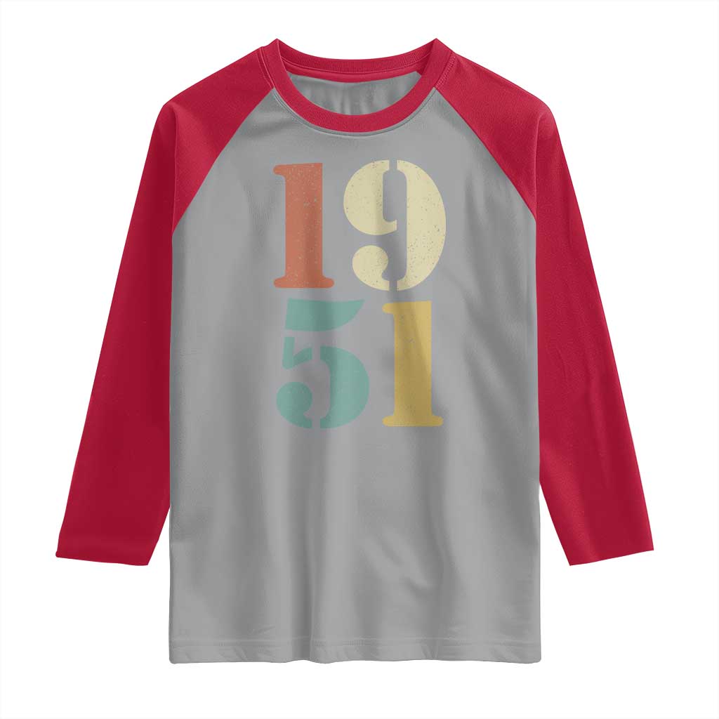75th Birthday Raglan Shirt Classic Retro 1951 70 Year Old Gifts TS10 Sport Gray Red Print Your Wear