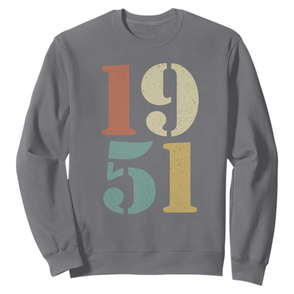 75th Birthday Sweatshirt Classic Retro 1951 70 Year Old Gifts TS10 Charcoal Print Your Wear