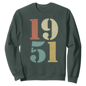 75th Birthday Sweatshirt Classic Retro 1951 70 Year Old Gifts TS10 Dark Forest Green Print Your Wear