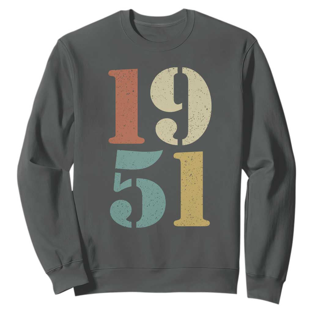 75th Birthday Sweatshirt Classic Retro 1951 70 Year Old Gifts TS10 Dark Heather Print Your Wear