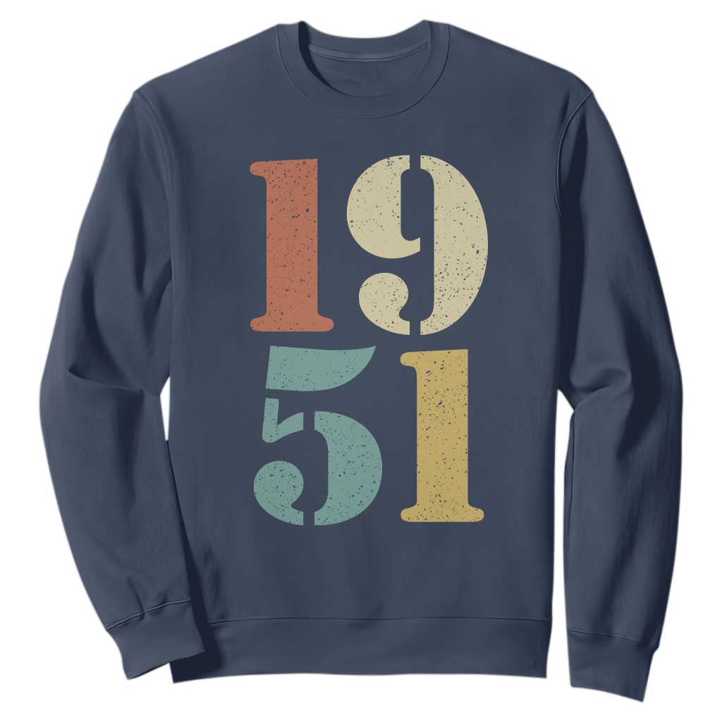 75th Birthday Sweatshirt Classic Retro 1951 70 Year Old Gifts TS10 Navy Print Your Wear
