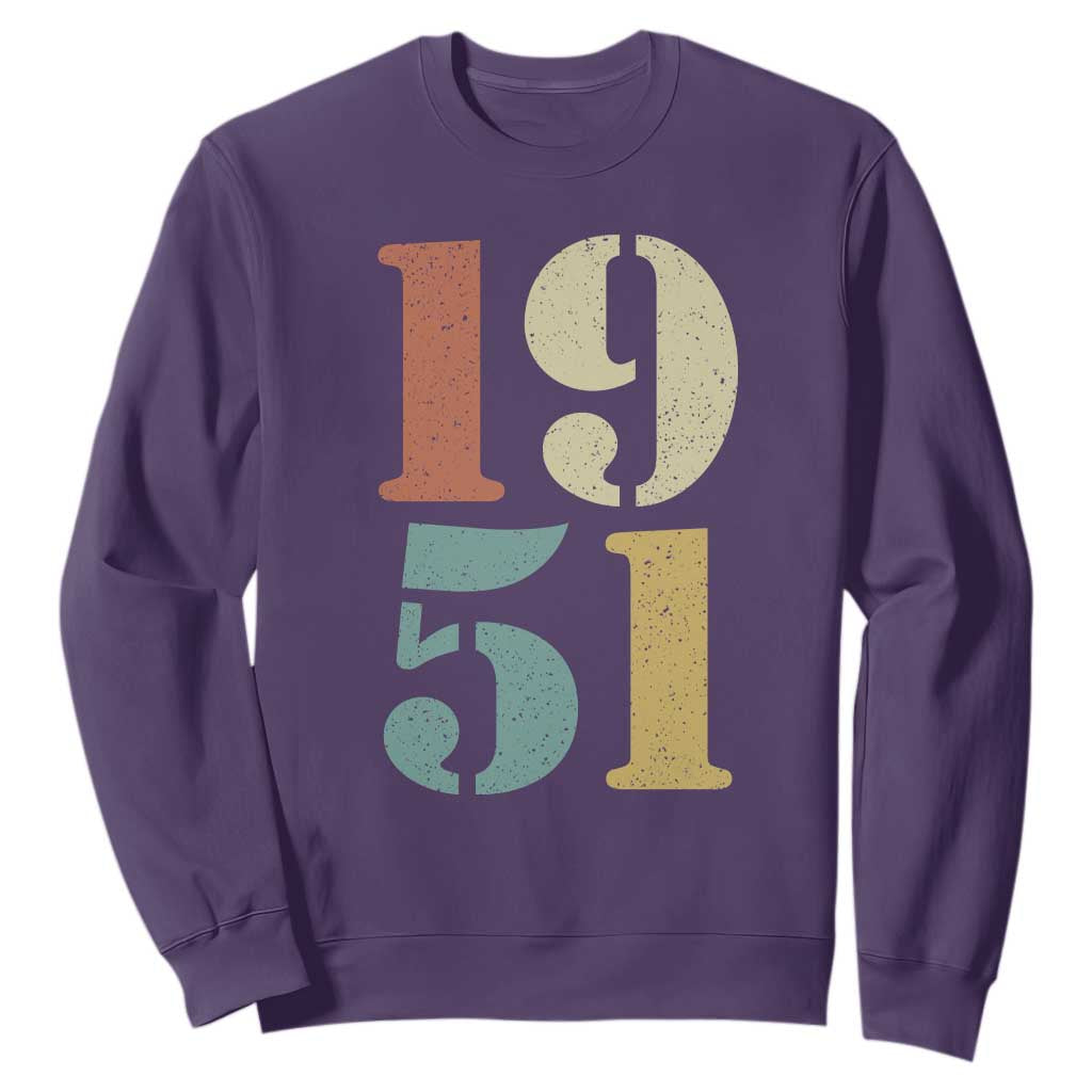 75th Birthday Sweatshirt Classic Retro 1951 70 Year Old Gifts TS10 Purple Print Your Wear