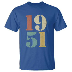 75th Birthday T Shirt Classic Retro 1951 70 Year Old Gifts TS10 Royal Blue Print Your Wear