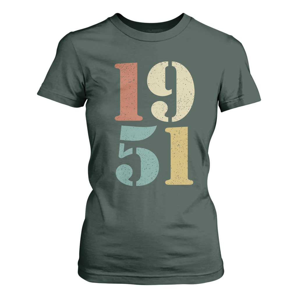 75th Birthday T Shirt For Women Classic Retro 1951 70 Year Old Gifts TS10 Dark Forest Green Print Your Wear