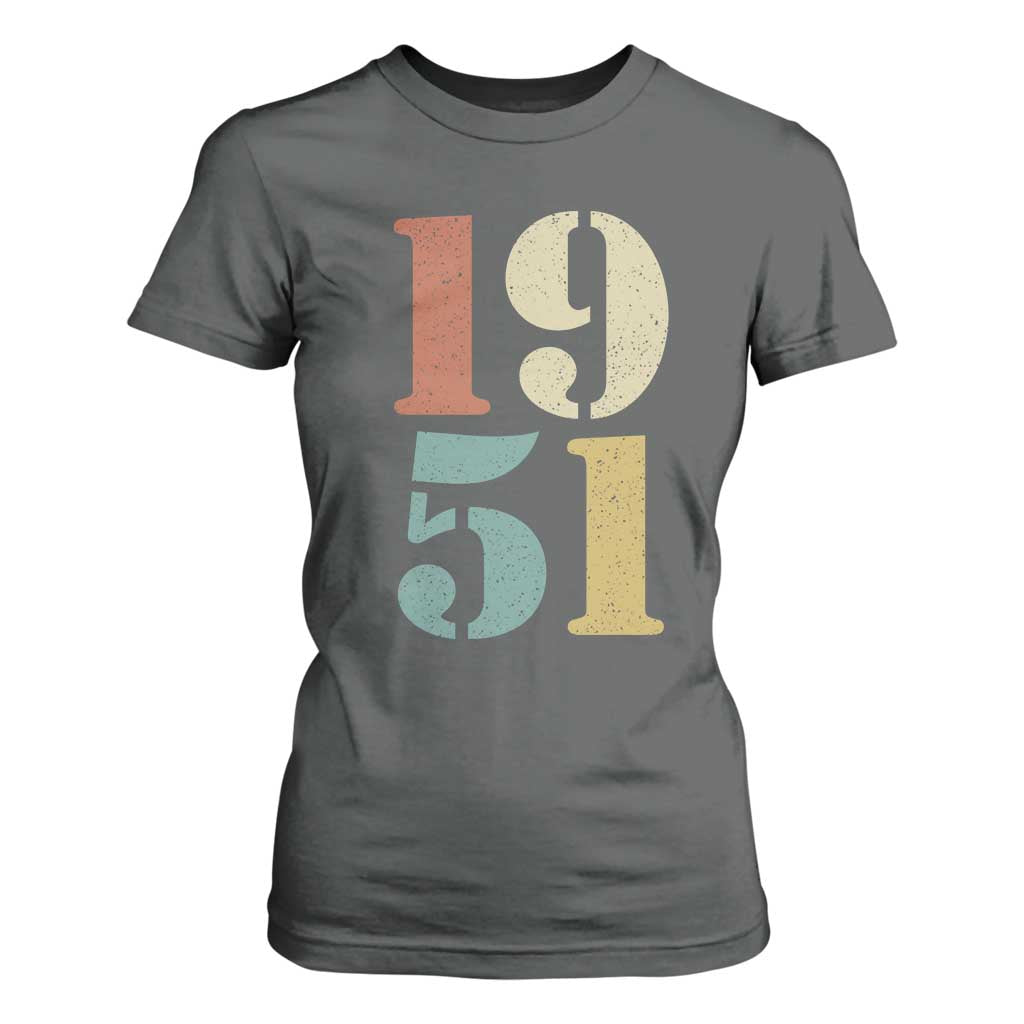 75th Birthday T Shirt For Women Classic Retro 1951 70 Year Old Gifts TS10 Dark Heather Print Your Wear