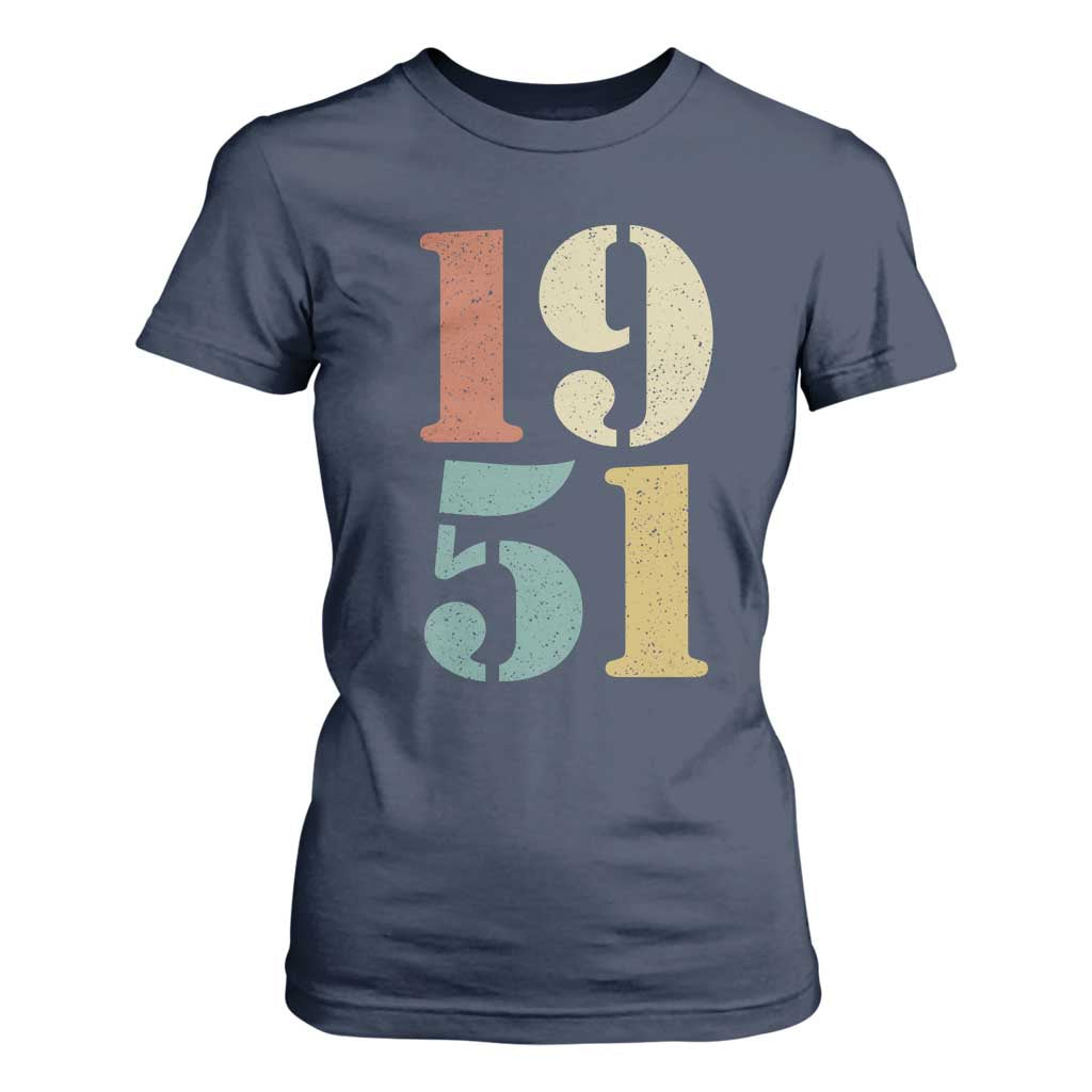 75th Birthday T Shirt For Women Classic Retro 1951 70 Year Old Gifts TS10 Navy Print Your Wear