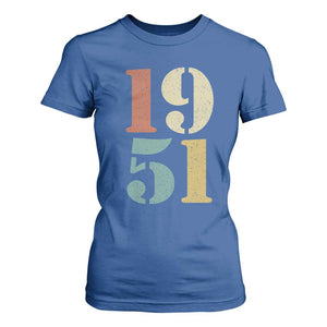 75th Birthday T Shirt For Women Classic Retro 1951 70 Year Old Gifts TS10 Royal Blue Print Your Wear
