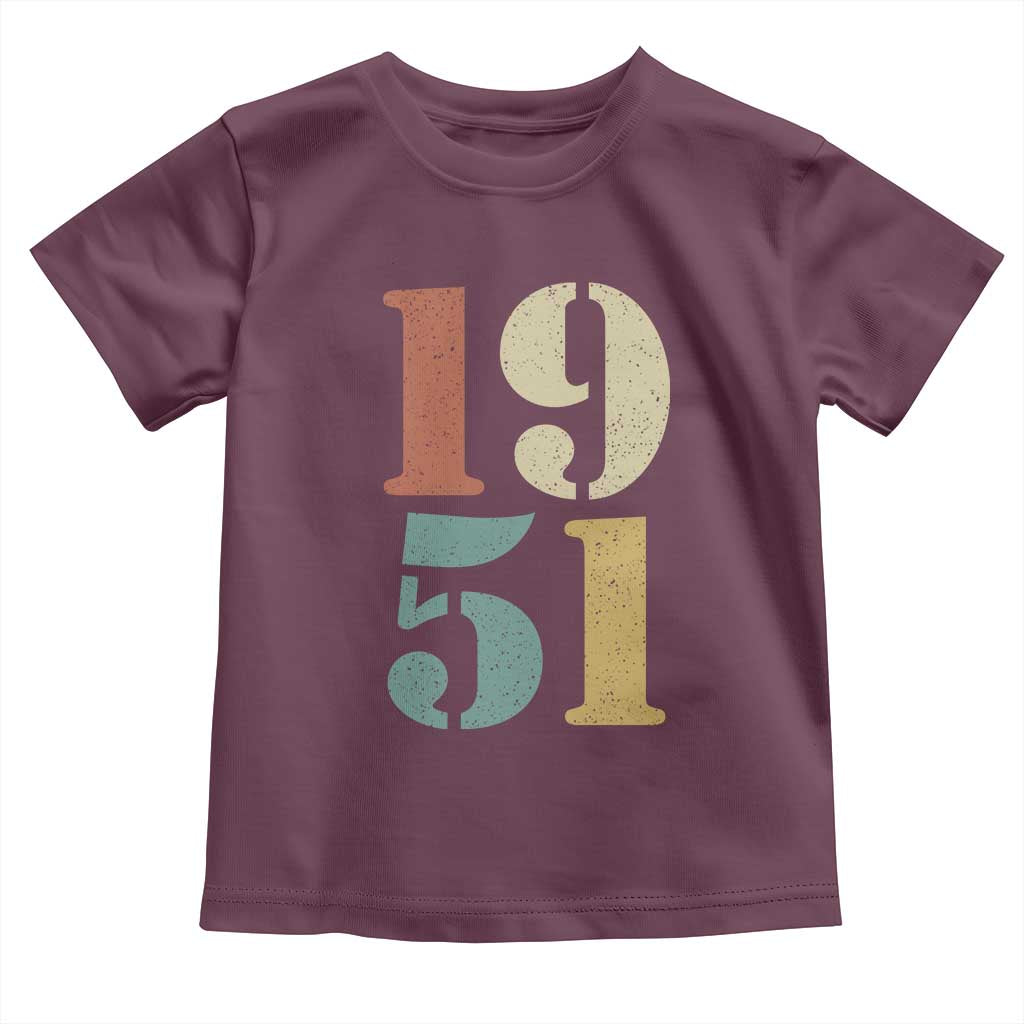 75th Birthday Toddler T Shirt Classic Retro 1951 70 Year Old Gifts TS10 Maroon Print Your Wear