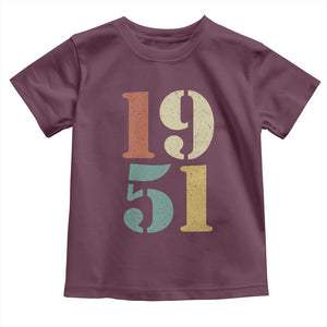 75th Birthday Toddler T Shirt Classic Retro 1951 70 Year Old Gifts TS10 Maroon Print Your Wear