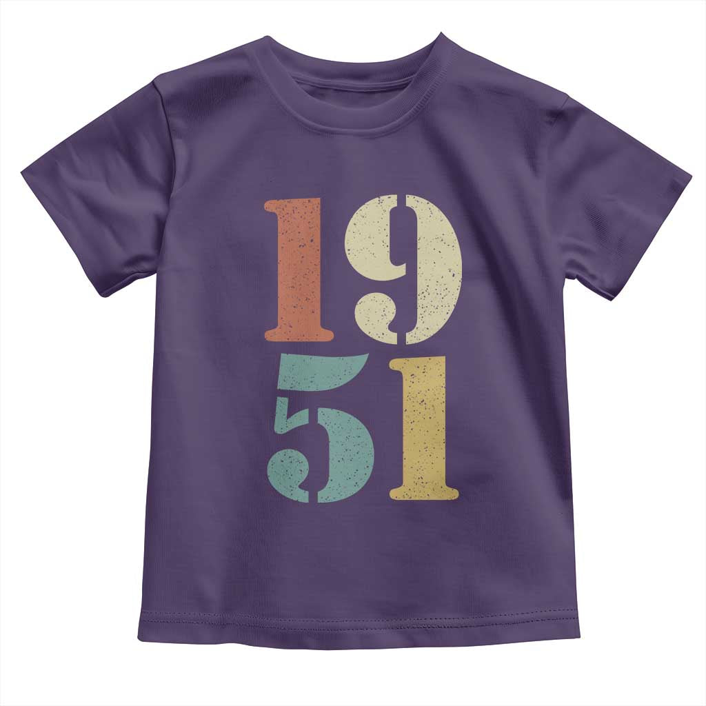 75th Birthday Toddler T Shirt Classic Retro 1951 70 Year Old Gifts TS10 Purple Print Your Wear