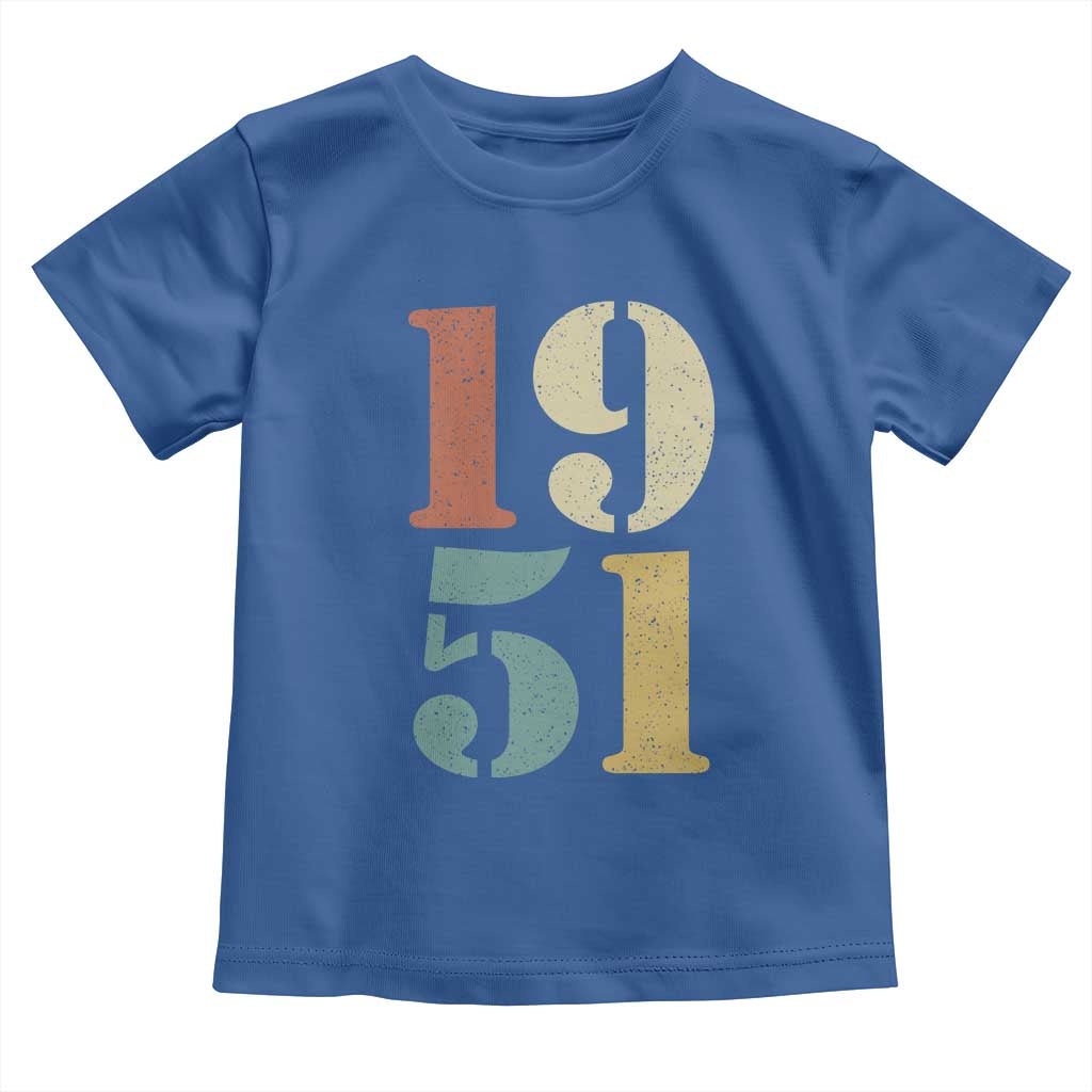 75th Birthday Toddler T Shirt Classic Retro 1951 70 Year Old Gifts TS10 Royal Blue Print Your Wear