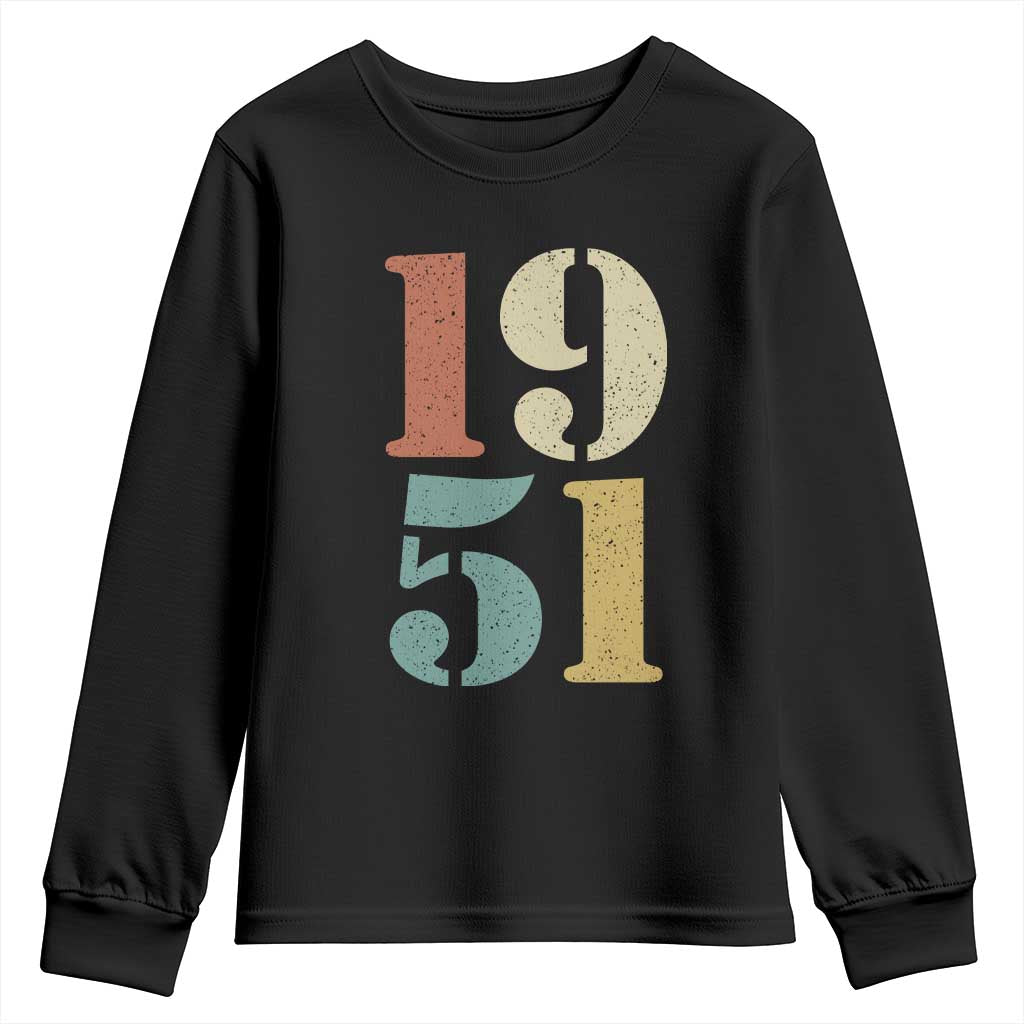 75th Birthday Youth Sweatshirt Classic Retro 1951 70 Year Old Gifts TS10 Black Print Your Wear