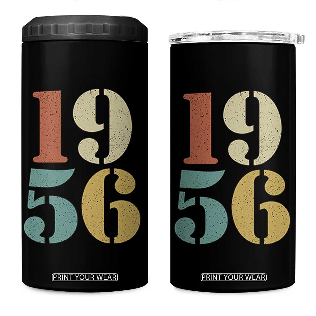 70th Birthday 4 in 1 Can Cooler Tumbler Classic Retro 1956 70 Year Old Gifts TS10 One Size: 16 oz Black Print Your Wear