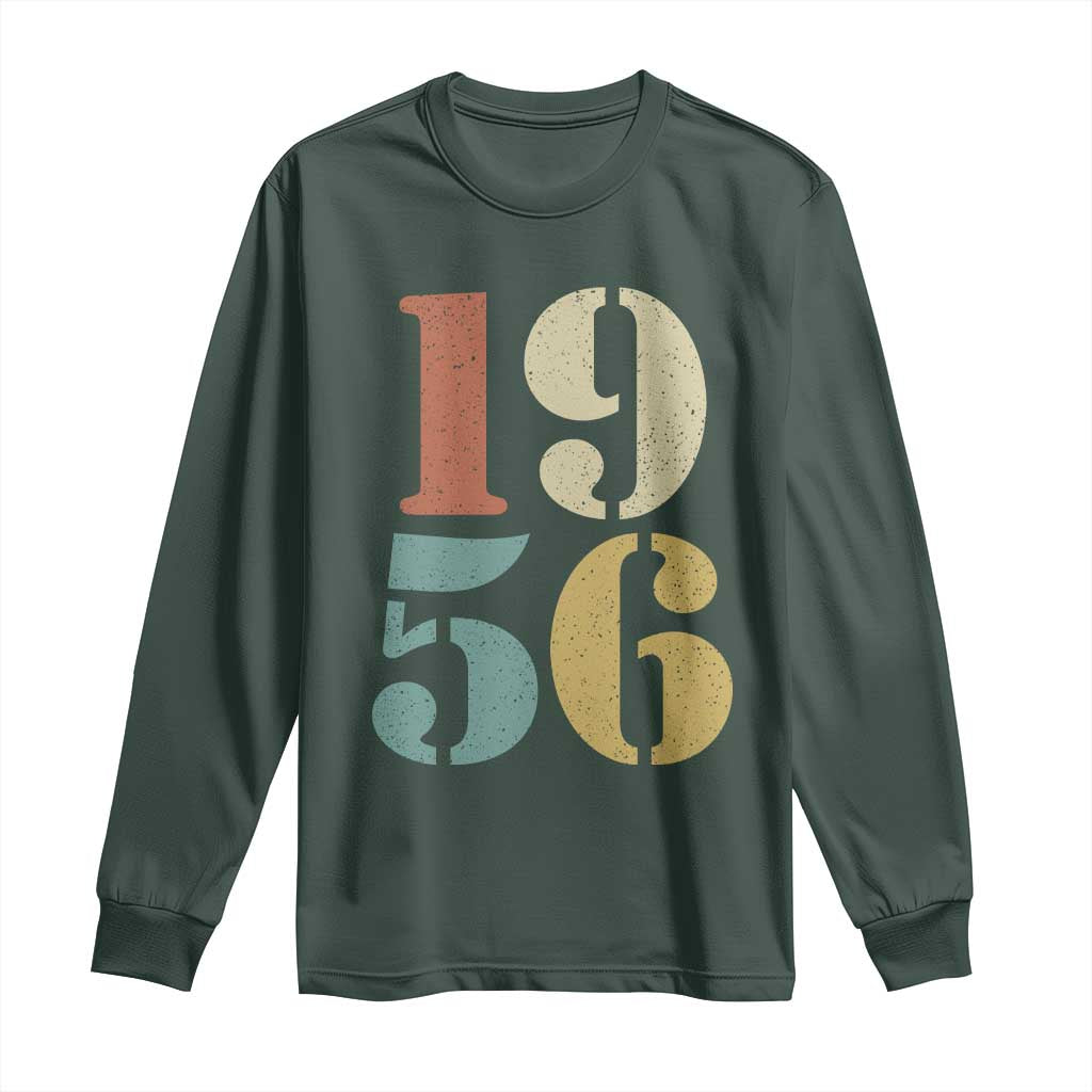 70th Birthday Long Sleeve Shirt Classic Retro 1956 70 Year Old Gifts TS10 Dark Forest Green Print Your Wear