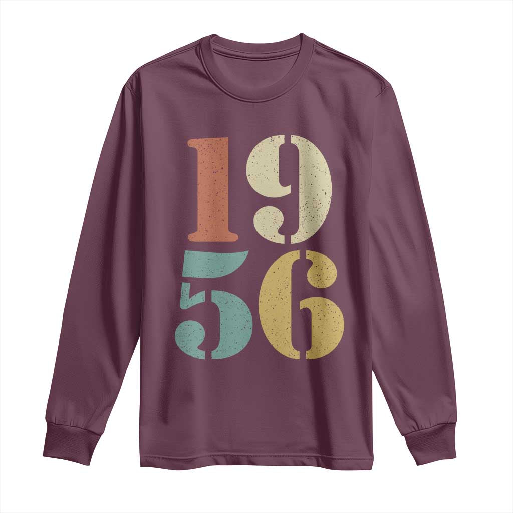 70th Birthday Long Sleeve Shirt Classic Retro 1956 70 Year Old Gifts TS10 Maroon Print Your Wear