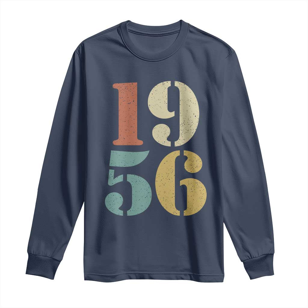 70th Birthday Long Sleeve Shirt Classic Retro 1956 70 Year Old Gifts TS10 Navy Print Your Wear