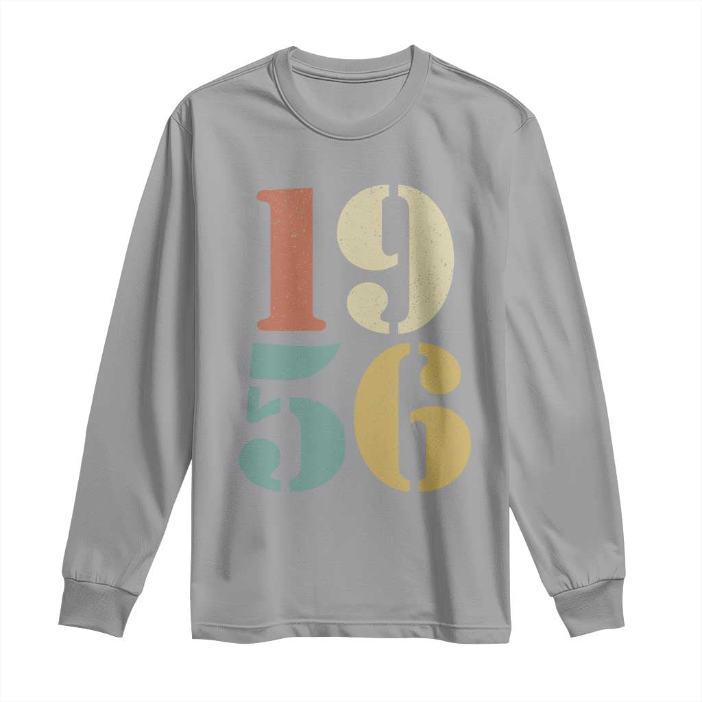 70th Birthday Long Sleeve Shirt Classic Retro 1956 70 Year Old Gifts TS10 Sport Gray Print Your Wear