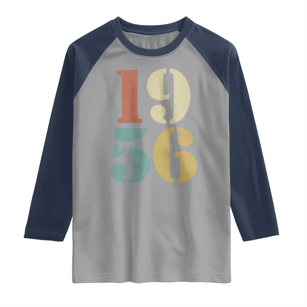 70th Birthday Raglan Shirt Classic Retro 1956 70 Year Old Gifts TS10 Sport Gray Navy Print Your Wear