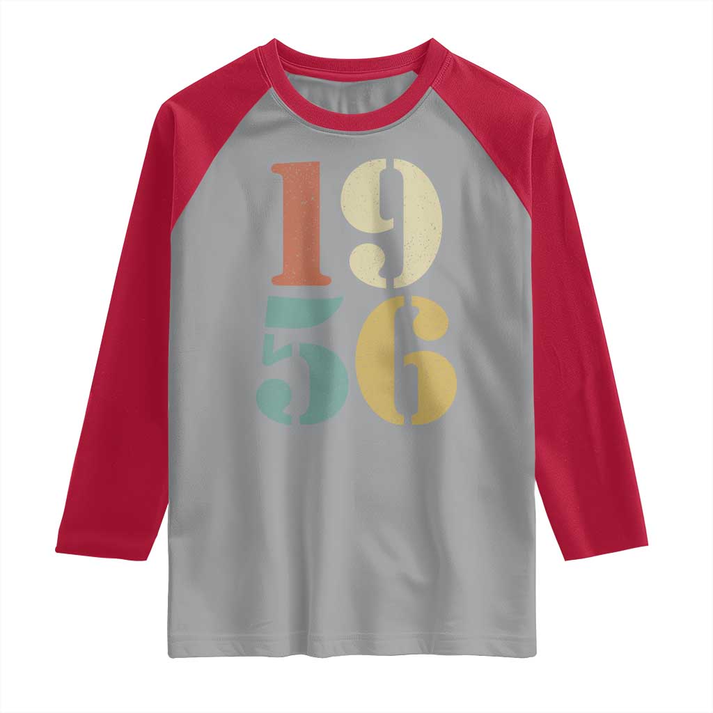70th Birthday Raglan Shirt Classic Retro 1956 70 Year Old Gifts TS10 Sport Gray Red Print Your Wear