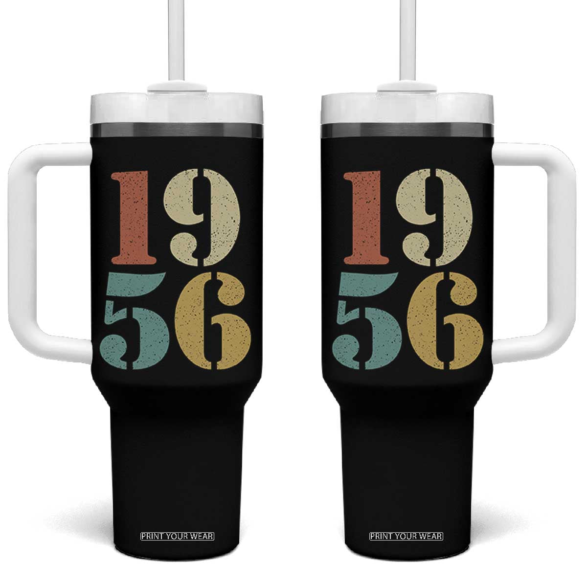 70th Birthday Tumbler With Handle Classic Retro 1956 70 Year Old Gifts TS10 One Size: 40 oz Black Print Your Wear