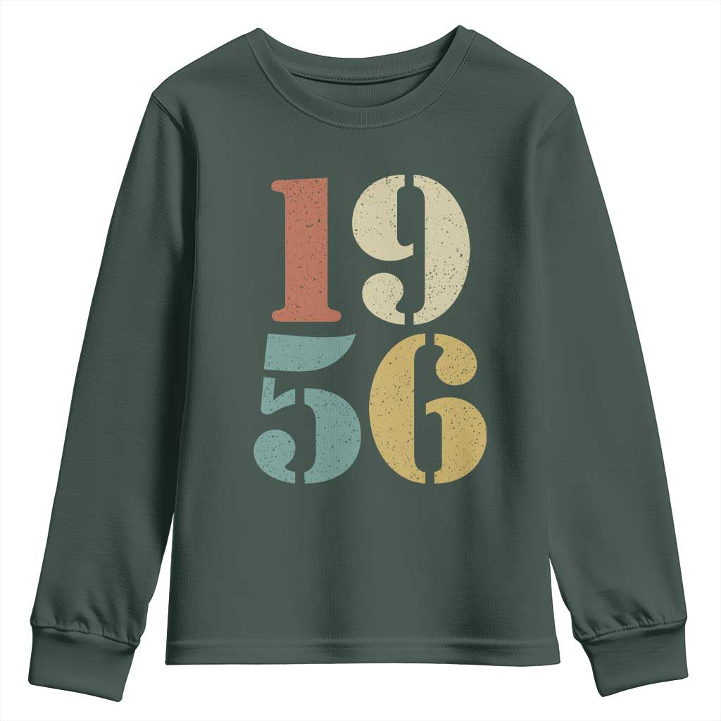 70th Birthday Youth Sweatshirt Classic Retro 1956 70 Year Old Gifts TS10 Dark Forest Green Print Your Wear