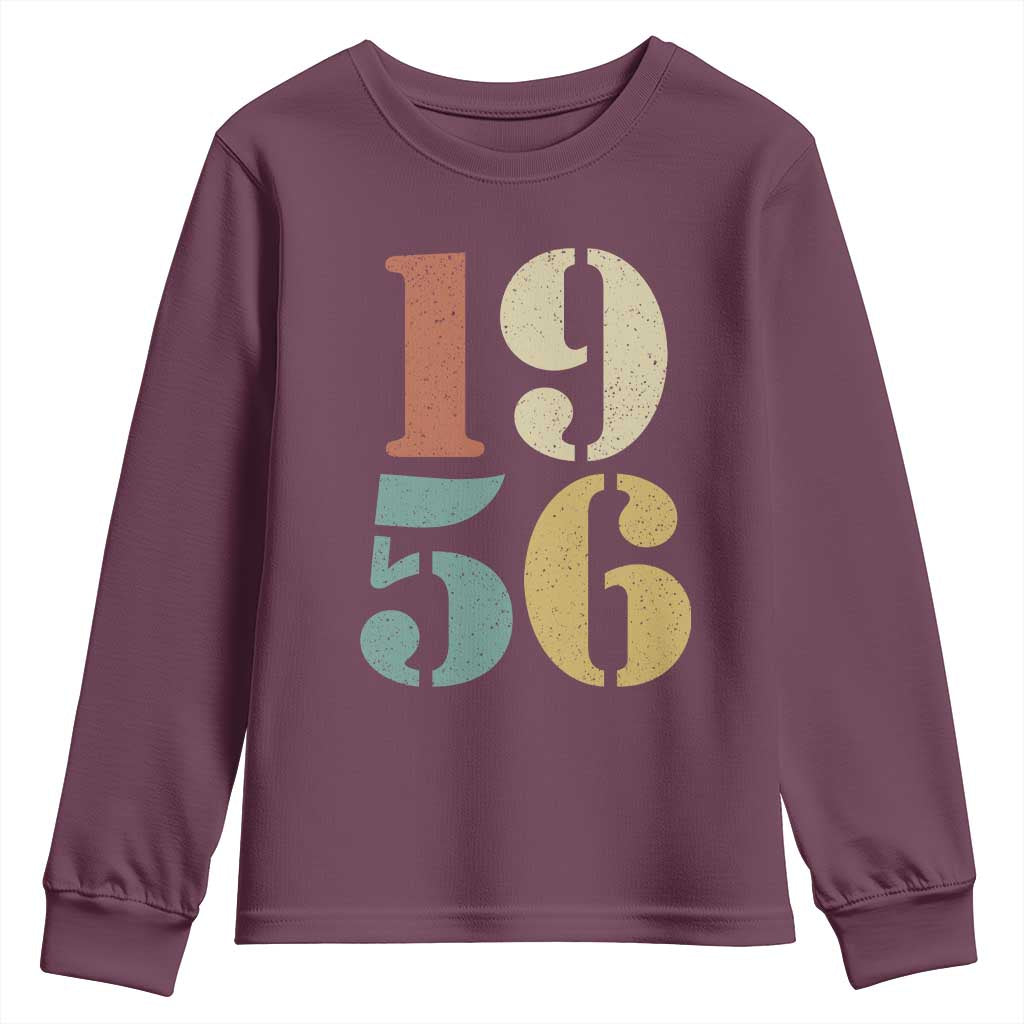70th Birthday Youth Sweatshirt Classic Retro 1956 70 Year Old Gifts TS10 Maroon Print Your Wear