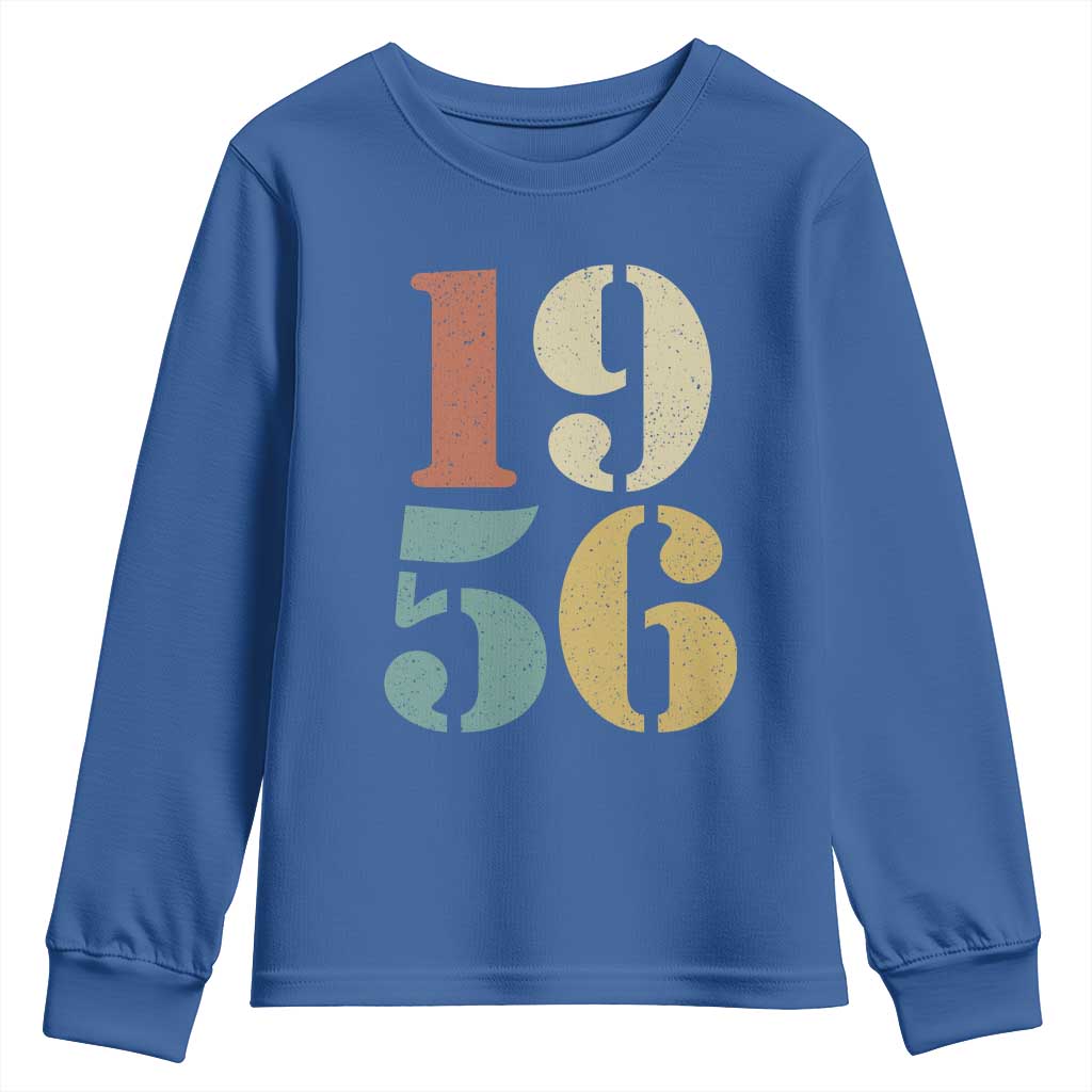 70th Birthday Youth Sweatshirt Classic Retro 1956 70 Year Old Gifts TS10 Royal Blue Print Your Wear