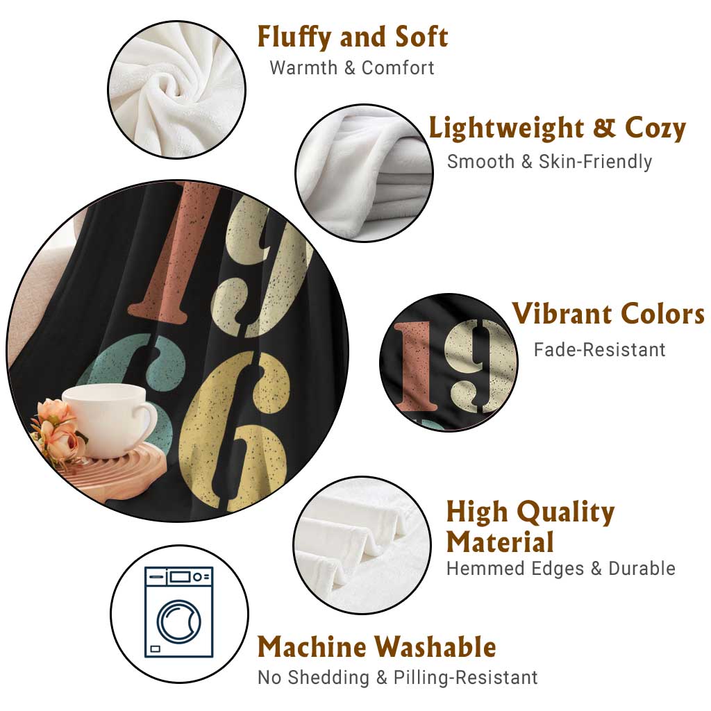 60th Birthday Throw Blanket Classic Retro 1966 60 Year Old Gifts TS10 Print Your Wear