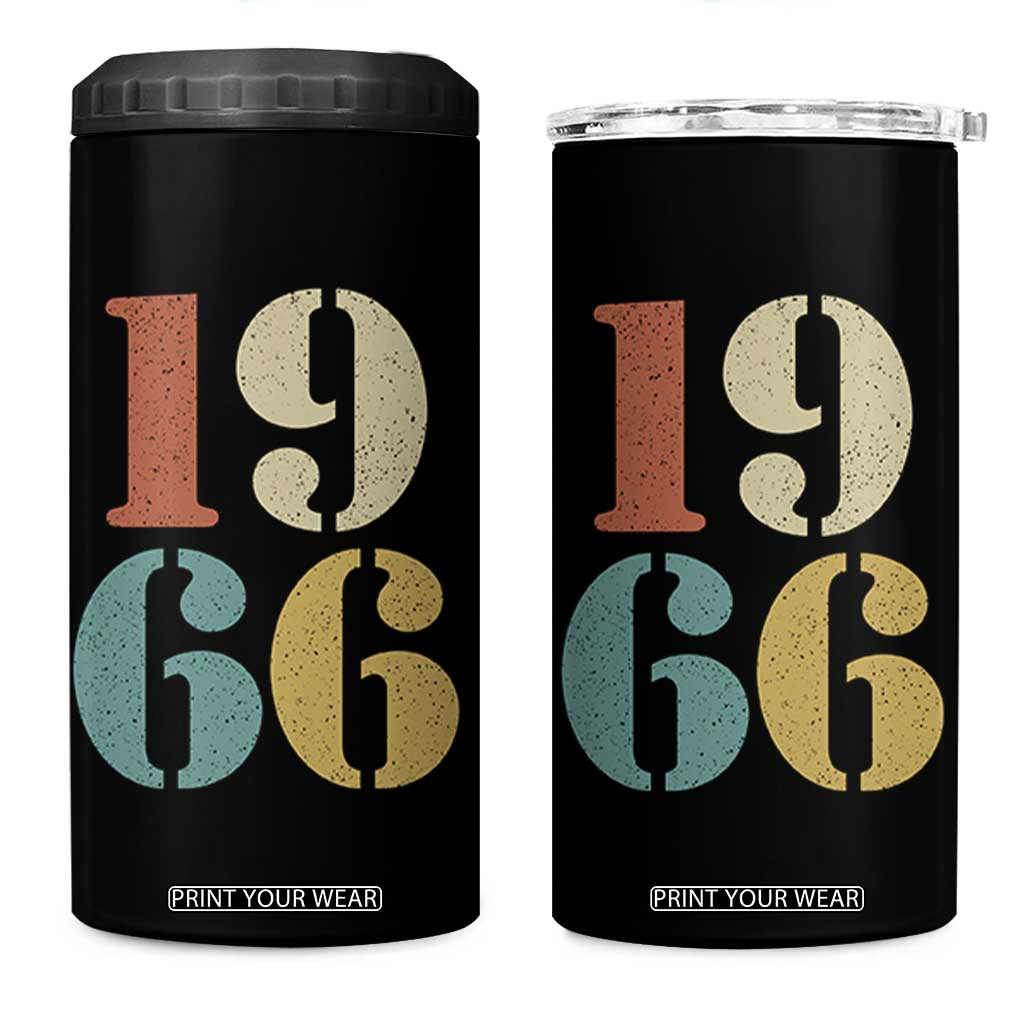60th Birthday 4 in 1 Can Cooler Tumbler Classic Retro 1966 60 Year Old Gifts TS10 One Size: 16 oz Black Print Your Wear