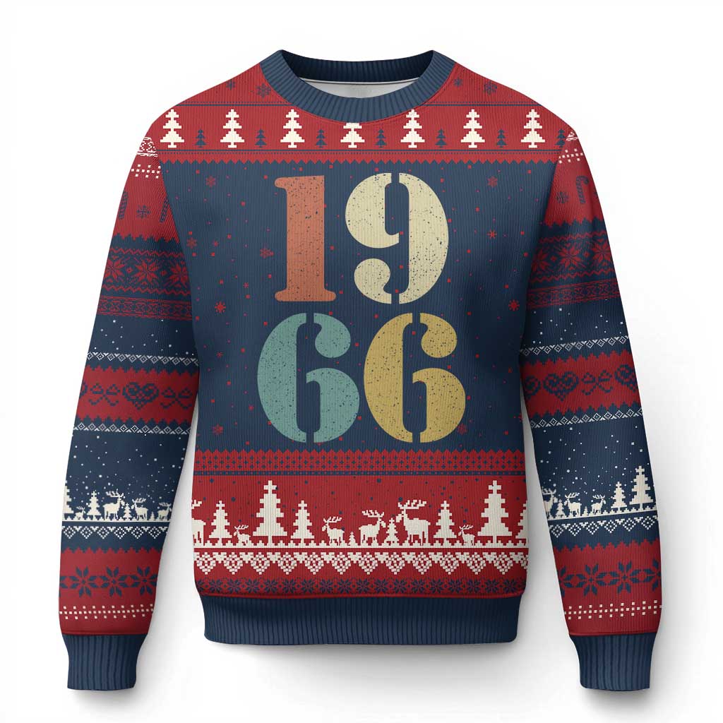 60th Birthday Ugly Christmas Sweater Classic Retro 1966 60 Year Old Gifts TS10 Navy Red Print Your Wear