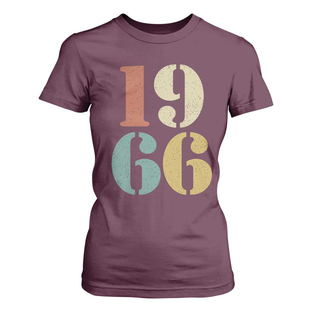 60th Birthday T Shirt For Women Classic Retro 1966 60 Year Old Gifts TS10 Maroon Print Your Wear