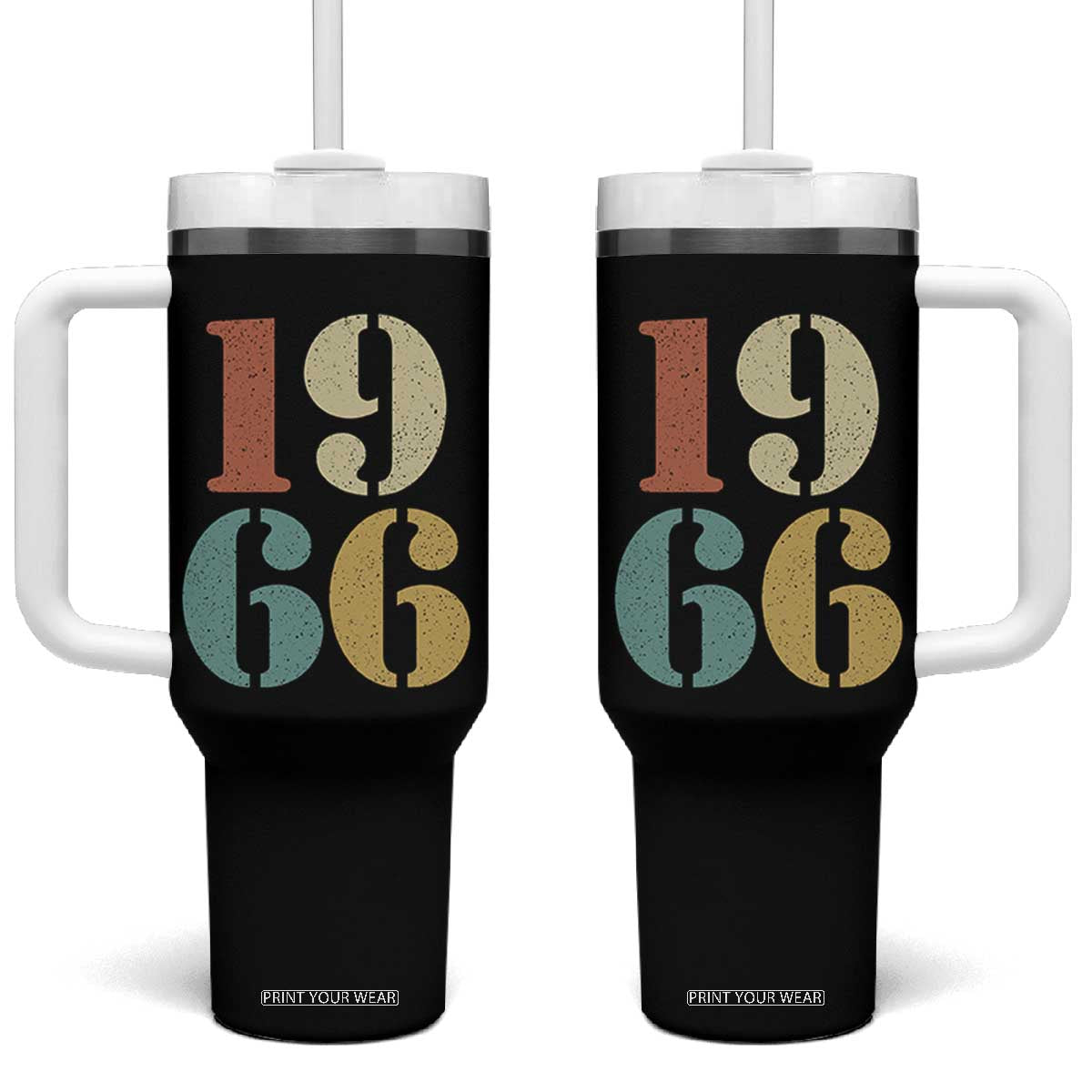 60th Birthday Tumbler With Handle Classic Retro 1966 60 Year Old Gifts TS10 One Size: 40 oz Black Print Your Wear