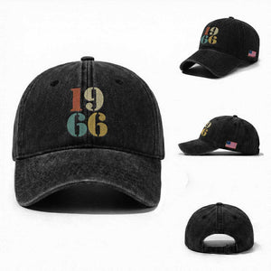 60th Birthday Washed Cotton Baseball Cap Classic Retro 1966 60 Year Old Gifts