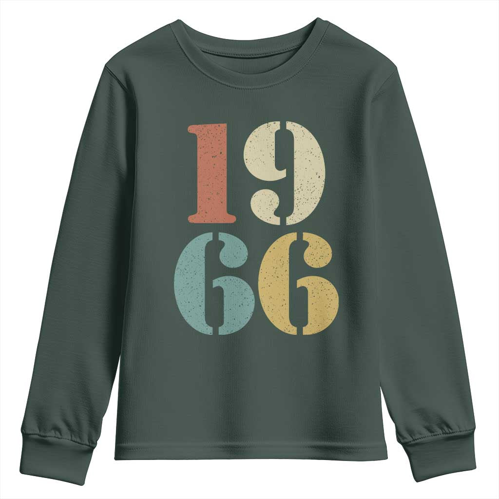 60th Birthday Youth Sweatshirt Classic Retro 1966 60 Year Old Gifts TS10 Dark Forest Green Print Your Wear