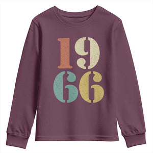 60th Birthday Youth Sweatshirt Classic Retro 1966 60 Year Old Gifts TS10 Maroon Print Your Wear