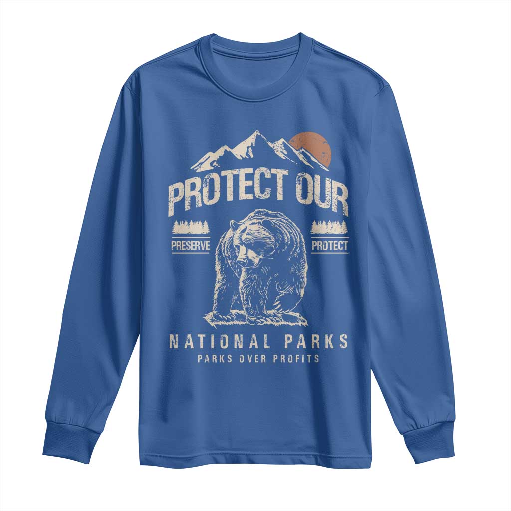 Protect Our National Parks Long Sleeve Shirt TS10 Royal Blue Print Your Wear