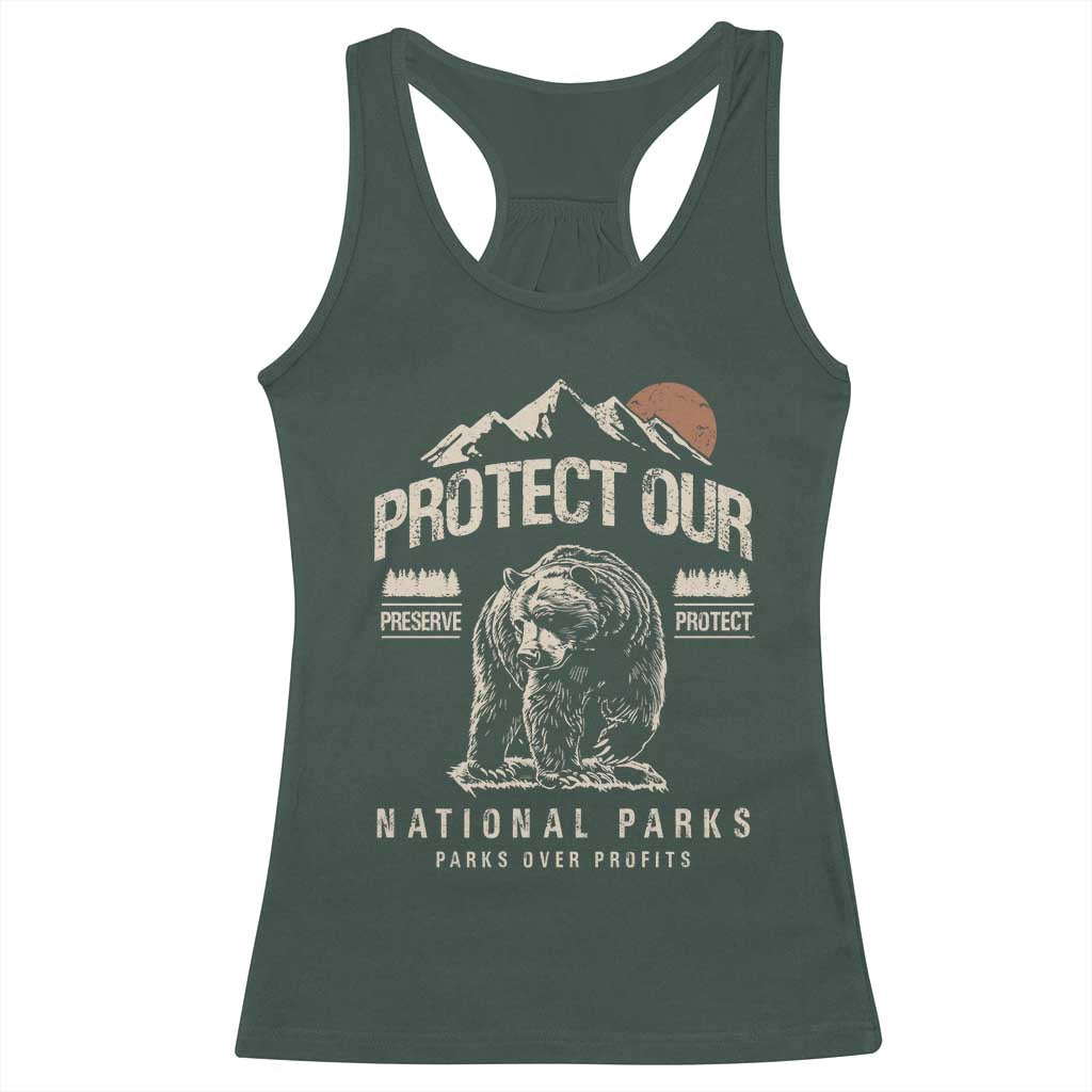 Protect Our National Parks Racerback Tank Top TS10 Dark Forest Green Print Your Wear