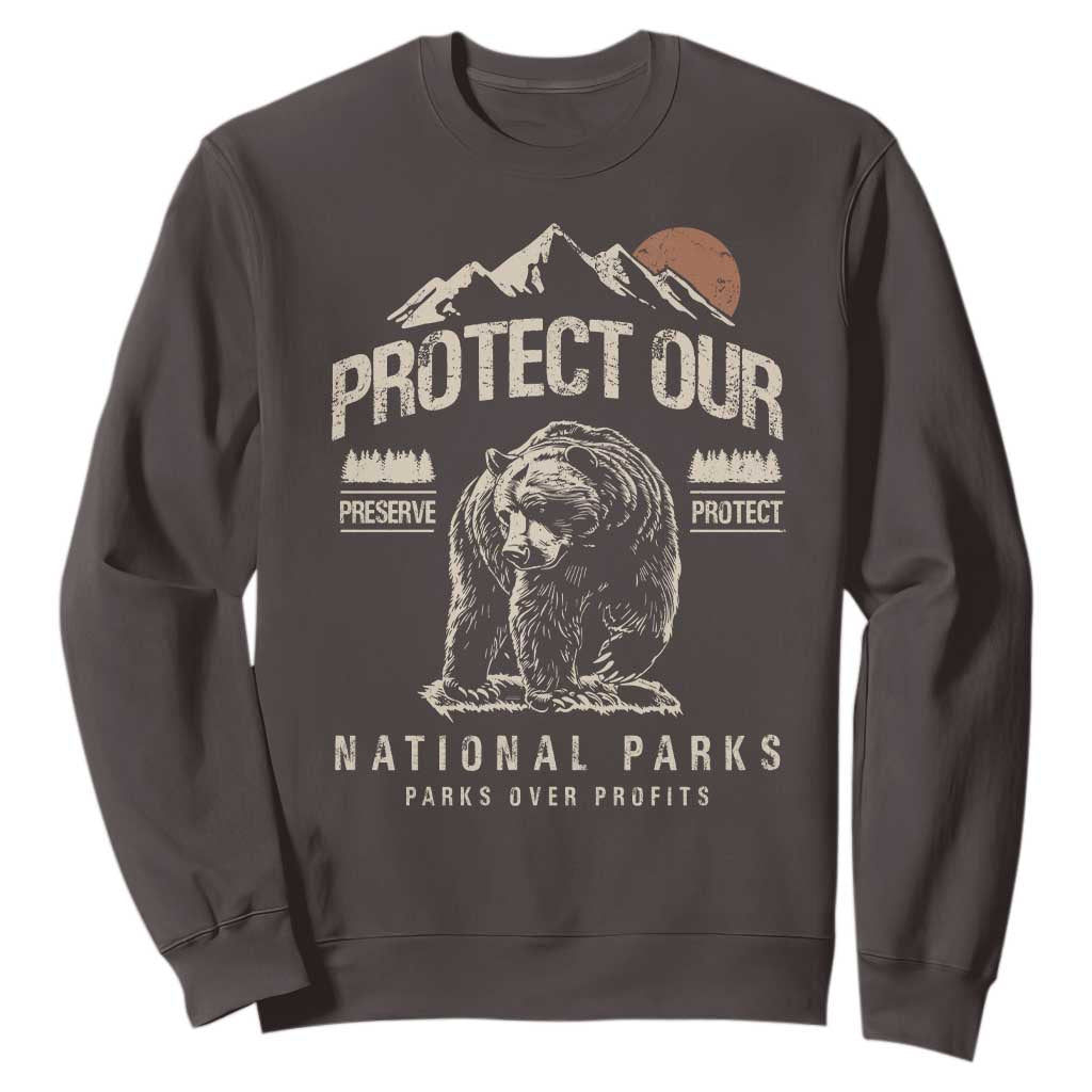 Protect Our National Parks Sweatshirt TS10 Dark Chocolate Print Your Wear