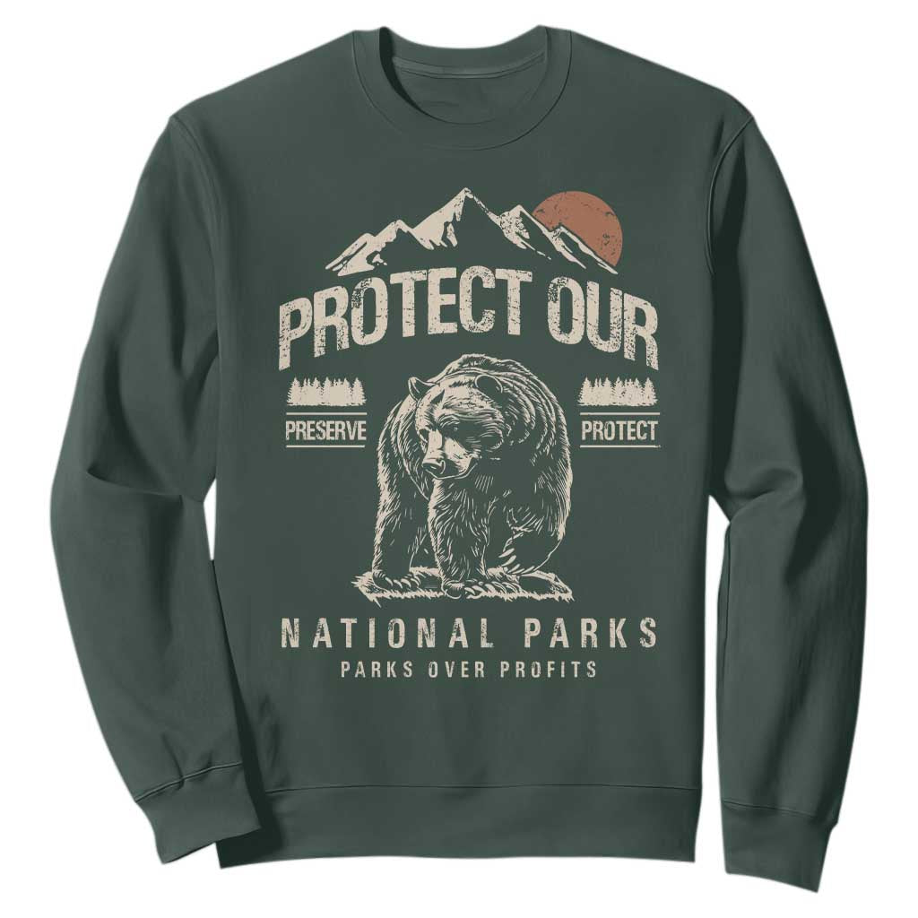 Protect Our National Parks Sweatshirt TS10 Dark Forest Green Print Your Wear