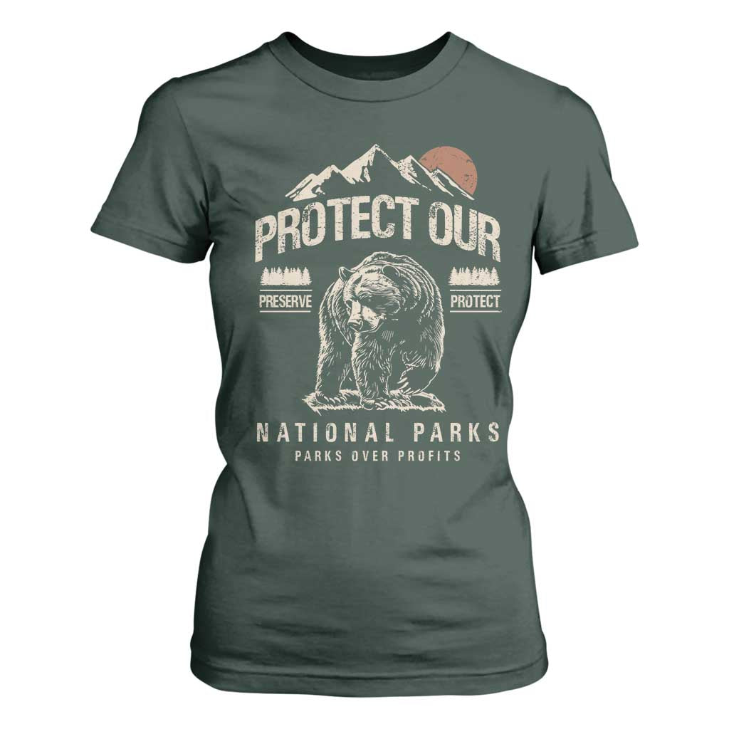 Protect Our National Parks T Shirt For Women TS10 Dark Forest Green Print Your Wear